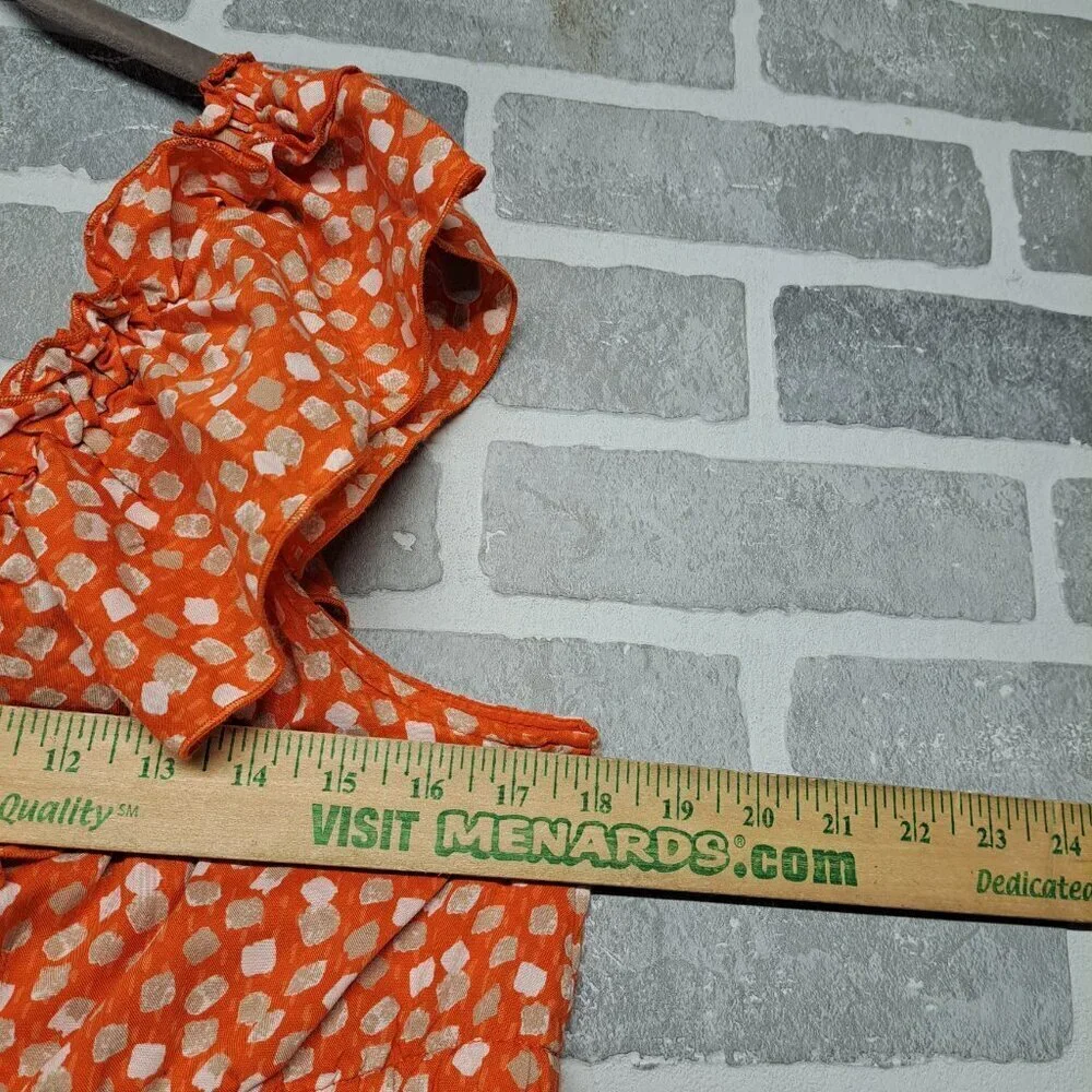 Lane Bryant Confetti Knee Dress Womens Plus Size 16 Orange‎ One Shoulder Ruffle